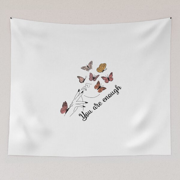 Item preview, MODERN AND ELEGENT  WITH BUTTERFLIES QUOTE " YOU ARE ENOUGH " MENTAL HEALTH AWARENESS ESSENTIAL TSHIRT designed and sold by GhostAmine.