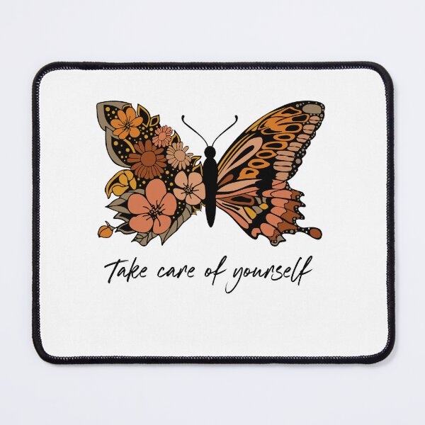 Item preview, VINTAGE AND BUTTERFLIY FLORAL QUOTE " TAKE CARE OF YOURSELF  " MENTAL HEALTH AWARENESS ESSENTIAL TSHIRT GIFT FOR WIFE GIFT FOR GIRLFRIEND GIFT FOR MOTHER GIFT FOR SISTER  designed and sold by GhostAmine.