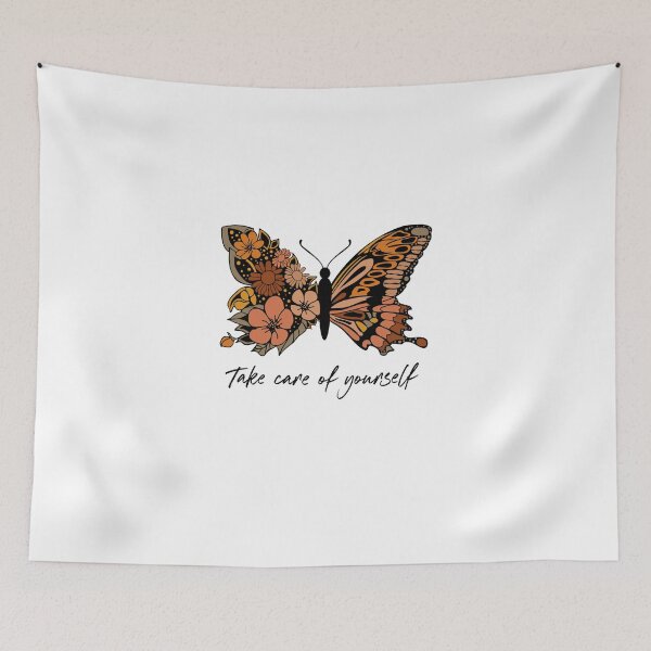 Item preview, VINTAGE AND BUTTERFLIY FLORAL QUOTE " TAKE CARE OF YOURSELF  " MENTAL HEALTH AWARENESS ESSENTIAL TSHIRT GIFT FOR WIFE GIFT FOR GIRLFRIEND GIFT FOR MOTHER GIFT FOR SISTER  designed and sold by GhostAmine.