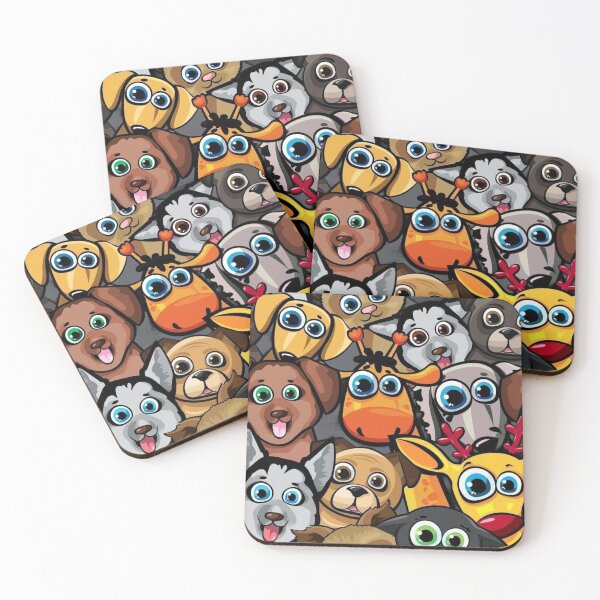Item preview, seamless pattern animal pattern with dogs, cat, deer and giraffe designed and sold by ketkidesign.