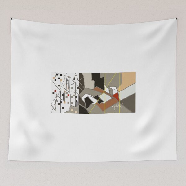 Item preview, Grey Black yellow abstract painting  designed and sold by Sukhpal Grewal Ethnic Art.