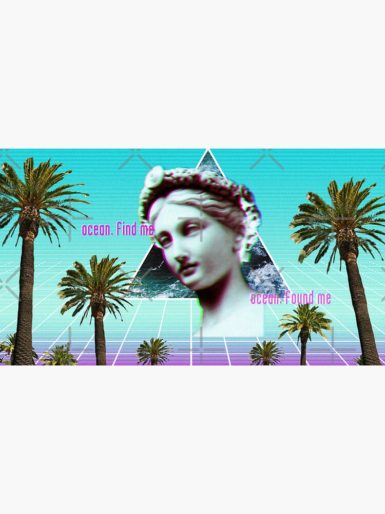 Thumbnail 3 of 3, Sticker, Vaporwave Ocean Sculpture designed and sold by Bien Design.