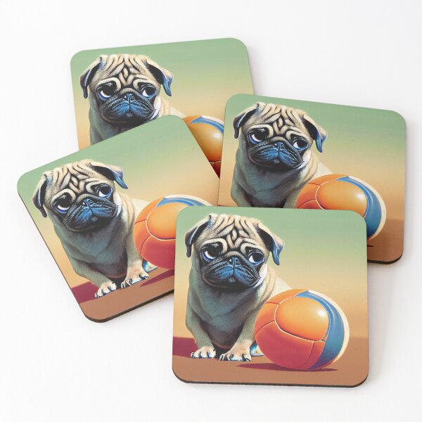Item preview, Pug with ball, Painted dog portrait art designed and sold by YZO-Design.