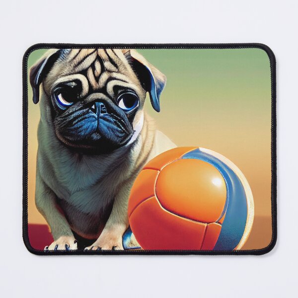 Item preview, Pug with ball, Painted dog portrait art designed and sold by YZO-Design.