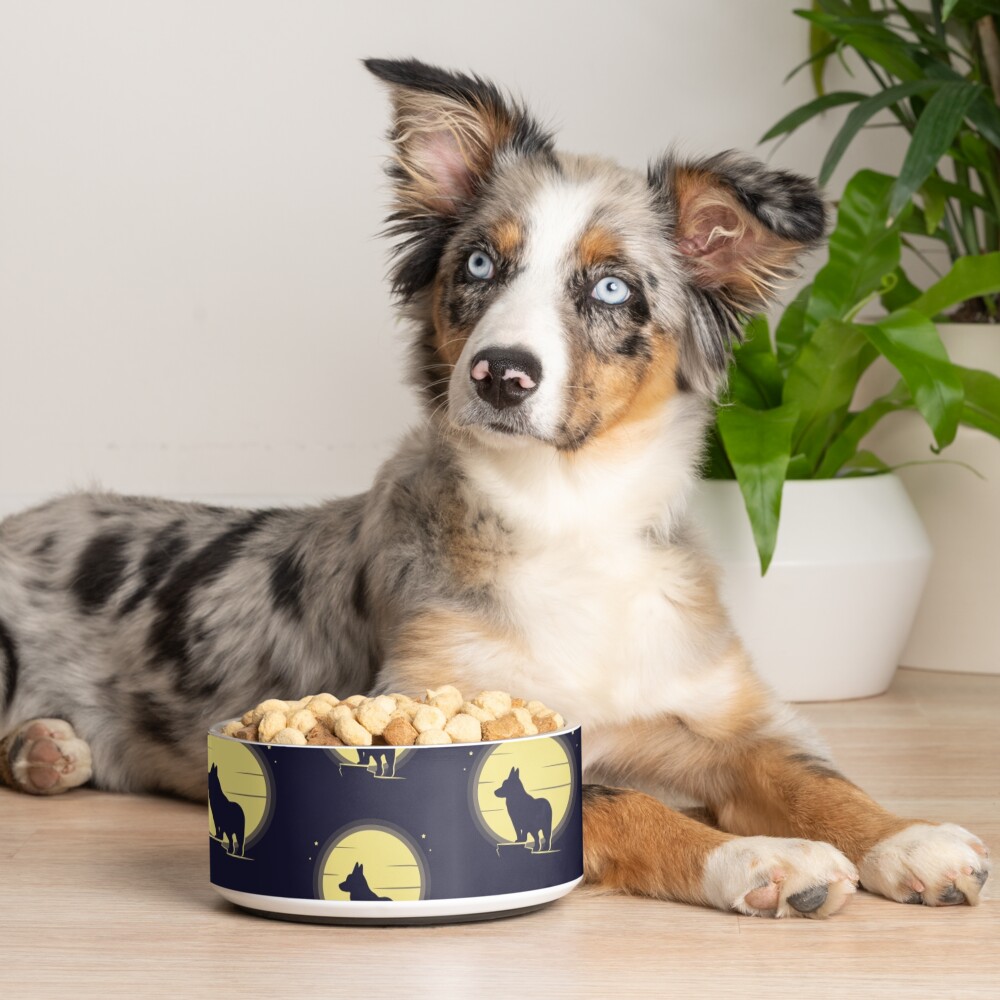 Corgi moon silhouette Pet Bowl