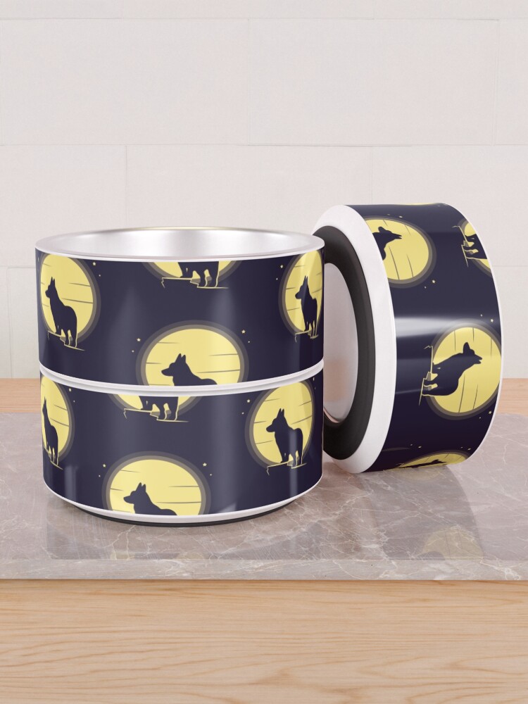 Alternate view of Corgi moon silhouette Pet Bowl