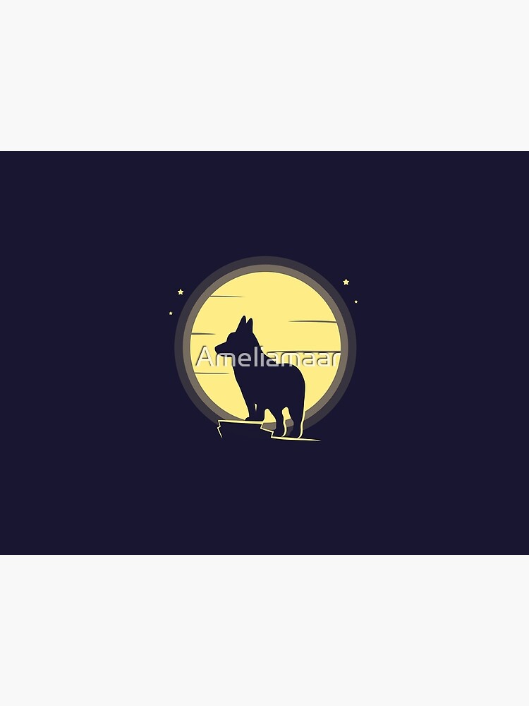 Corgi moon silhouette by Ameliamaar