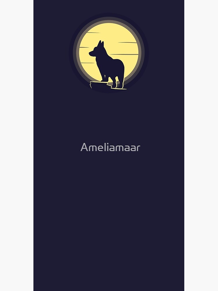 Corgi moon silhouette by Ameliamaar