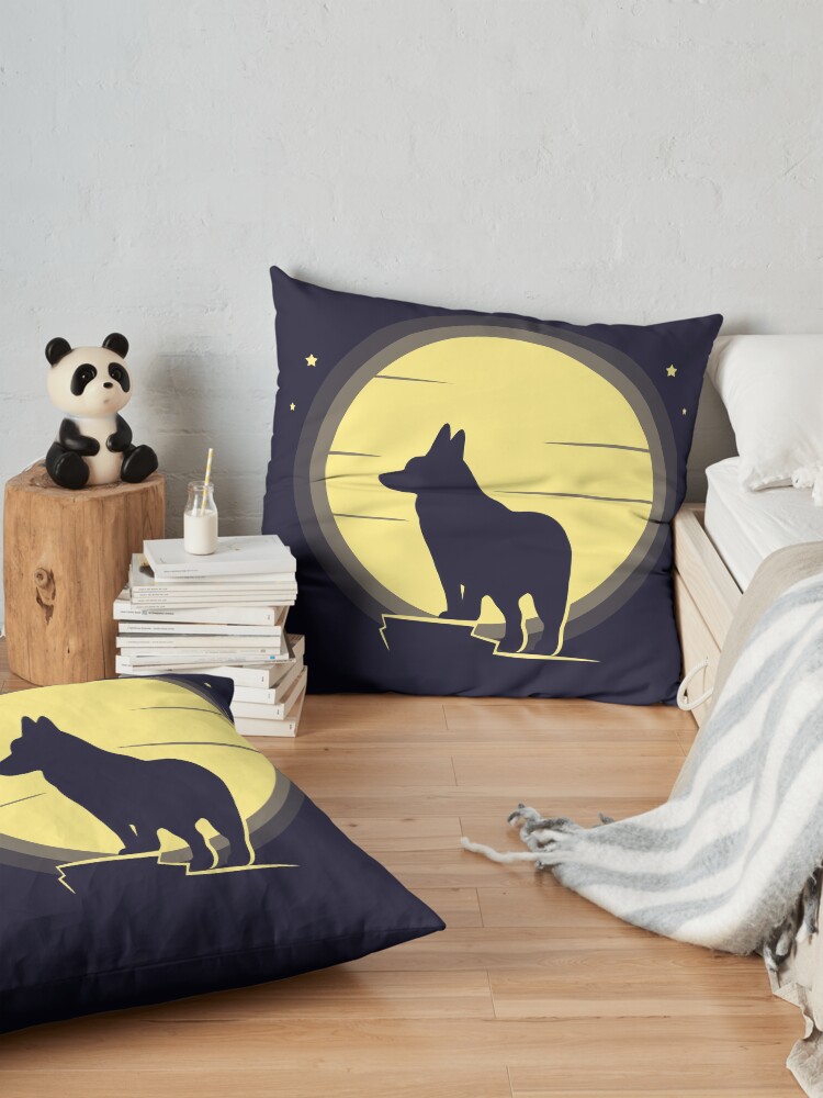 Alternate view of Corgi moon silhouette Floor Pillow