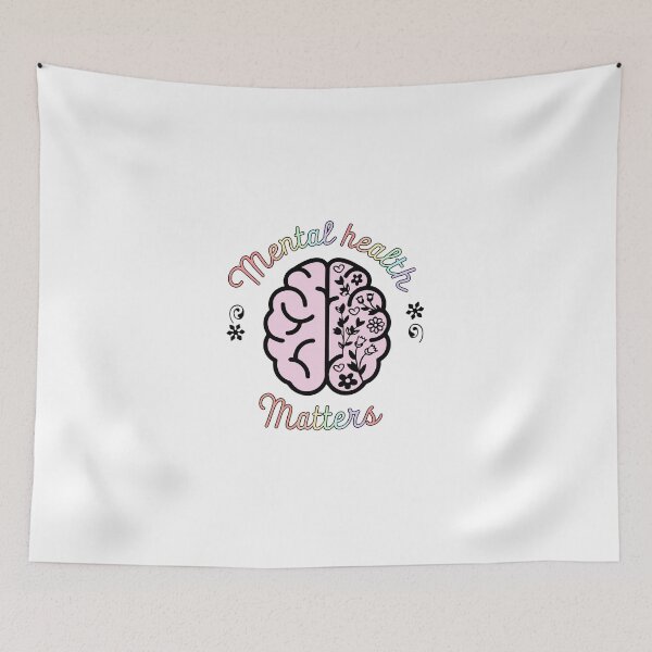 Item preview, VINTAGE AND COLORFUL  FLORAL AND BRAIN  QUOTE "MENTAL HEALTH MATTERS" MENTAL HEALTH AWARENESS ESSENTIAL TSHIRT designed and sold by GhostAmine.