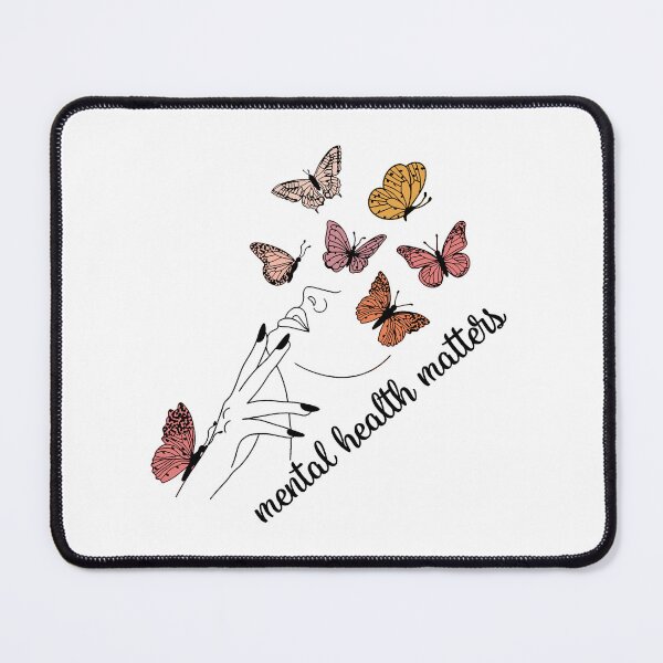 Item preview,  MODERN AND CLASSY DESIGN   WITH BUTTERFLIES QUOTE " MENTAL HEALTH MATTERS" MENTAL HEALTH AWARENESS ESSENTIAL TSHIRT GIFT FOR GIRLFRIEND GIFT FOR MOTHER GIFT FOR SISTER   designed and sold by GhostAmine.