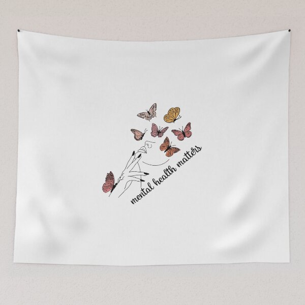 Item preview,  MODERN AND CLASSY DESIGN   WITH BUTTERFLIES QUOTE " MENTAL HEALTH MATTERS" MENTAL HEALTH AWARENESS ESSENTIAL TSHIRT GIFT FOR GIRLFRIEND GIFT FOR MOTHER GIFT FOR SISTER   designed and sold by GhostAmine.