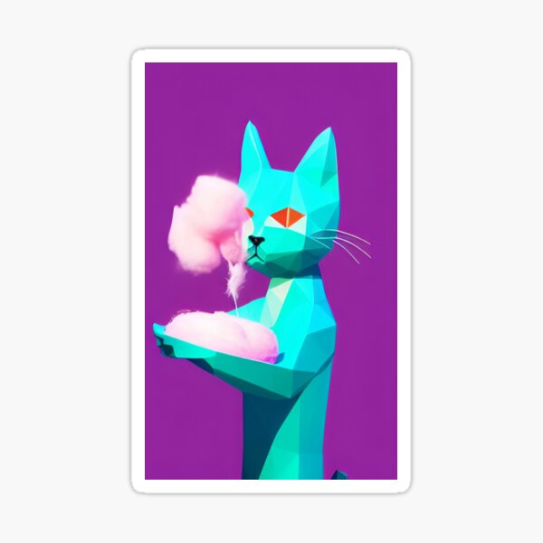 "Cat Eating Cotton Candy Cute" Sticker for Sale by Redbubble