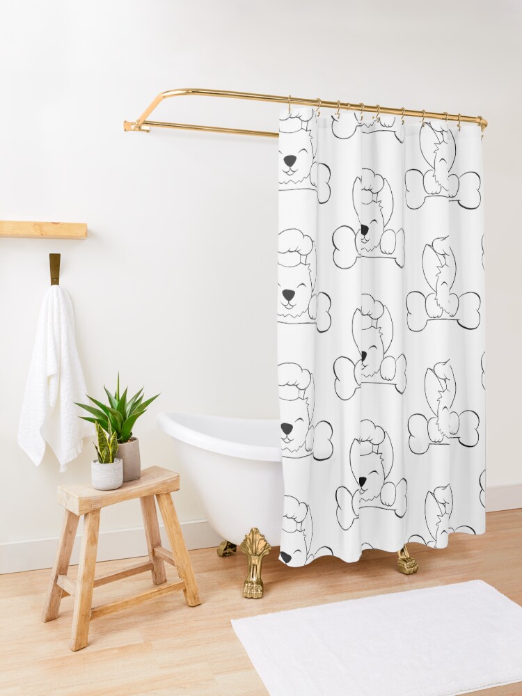 Alternate view of hungry corgi Shower Curtain
