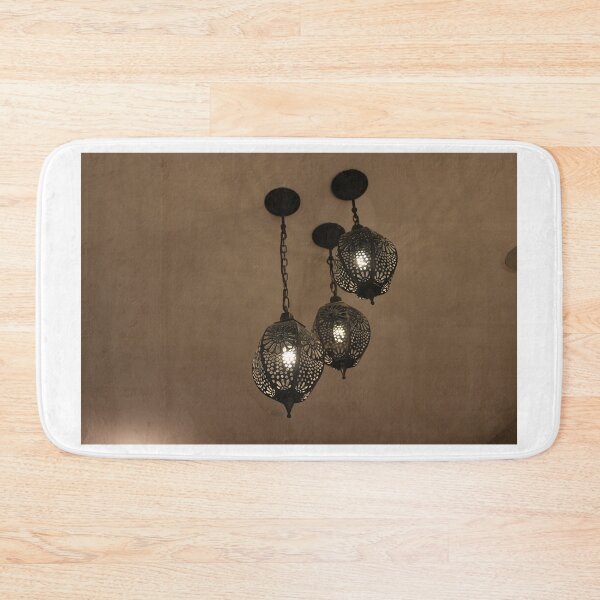 Item preview, beautiful geometric design chandeliers on the brown ceiling designed and sold by MubaraksArt.