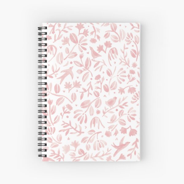 Little birds and pink flowers Spiral Notebook