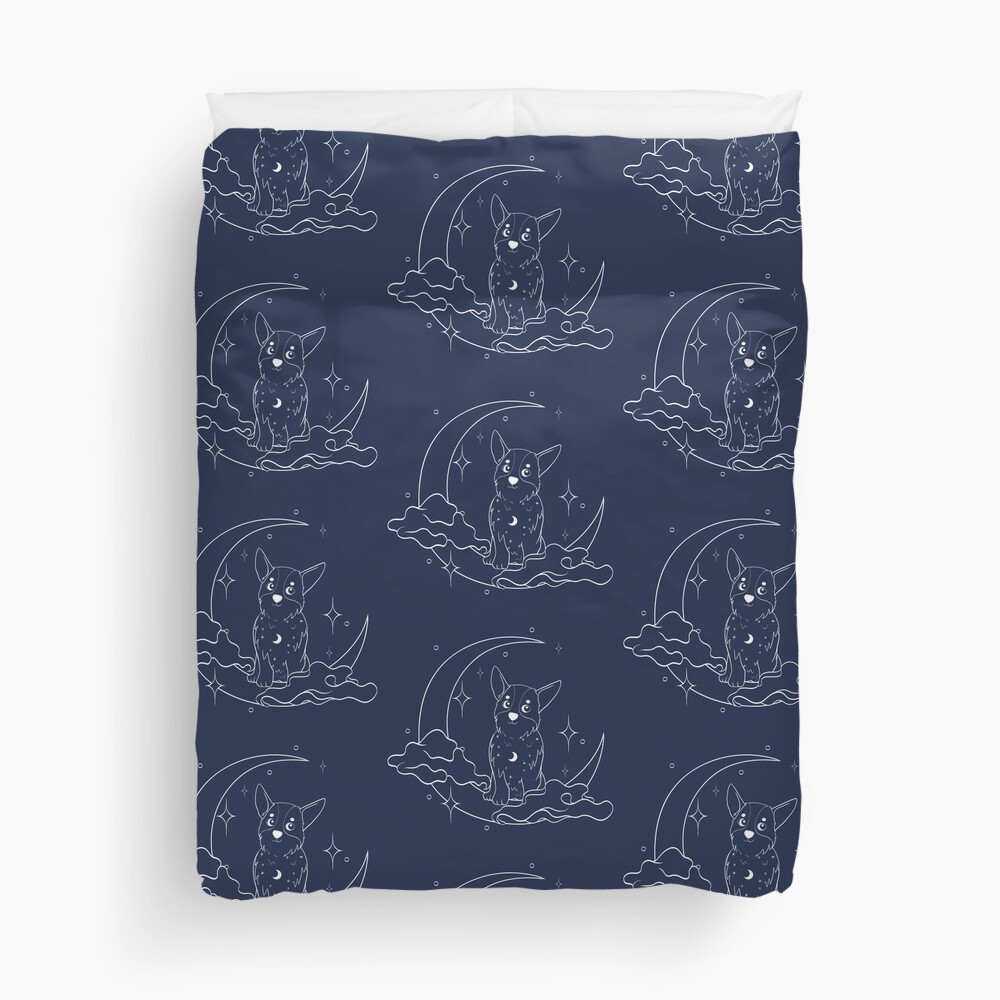 Corgi Moon Duvet Cover