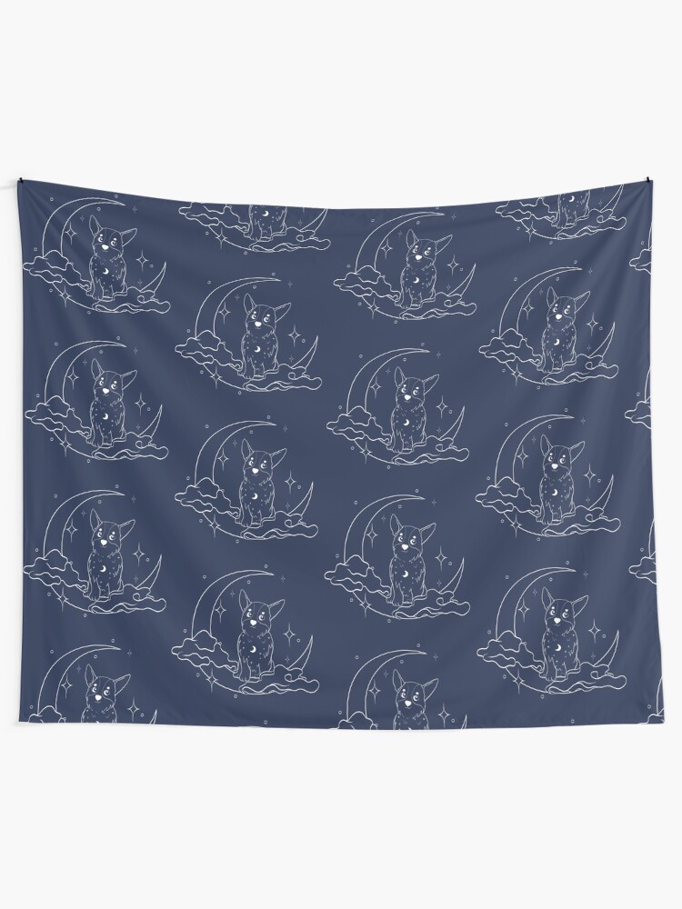 Alternate view of Corgi Moon Tapestry