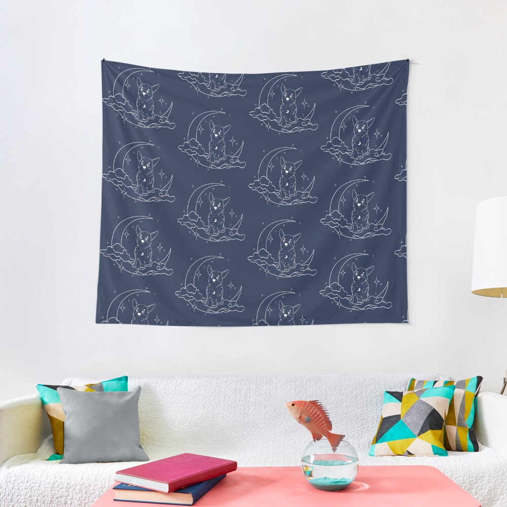 Corgi Moon Tapestry