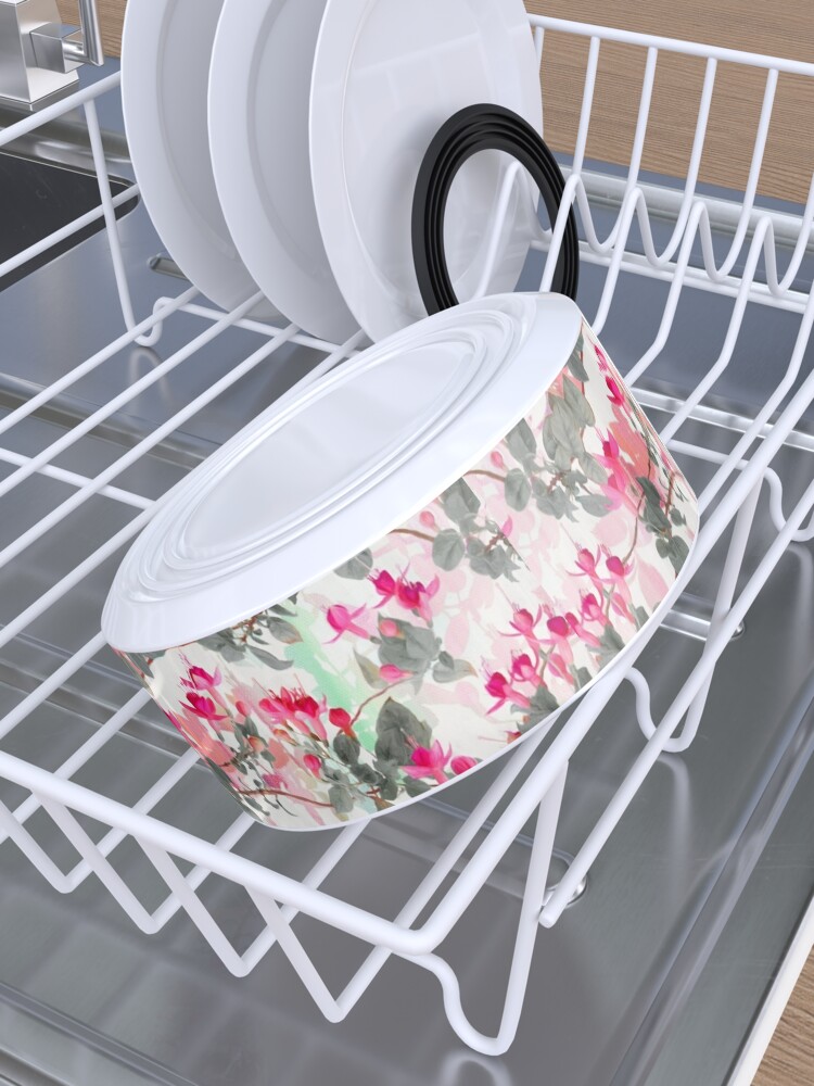 Alternate view of Rainbow Fuchsia Floral Pattern - with grey Pet Bowl