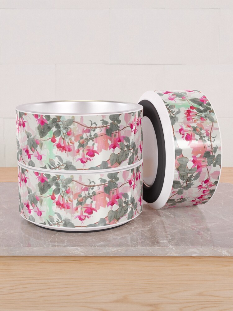 Alternate view of Rainbow Fuchsia Floral Pattern - with grey Pet Bowl