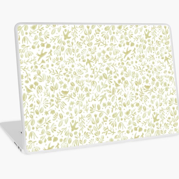 Little birds and yellow flowers Laptop Skin