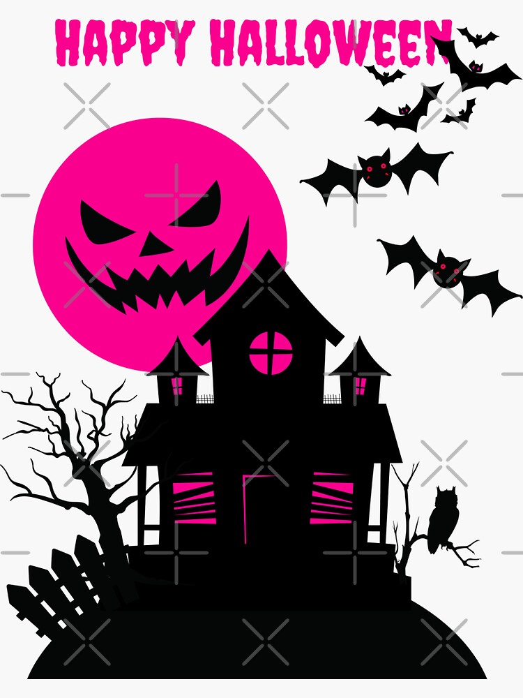 scary-house-on-halloween-sticker-for-sale-by-stylegenix-redbubble