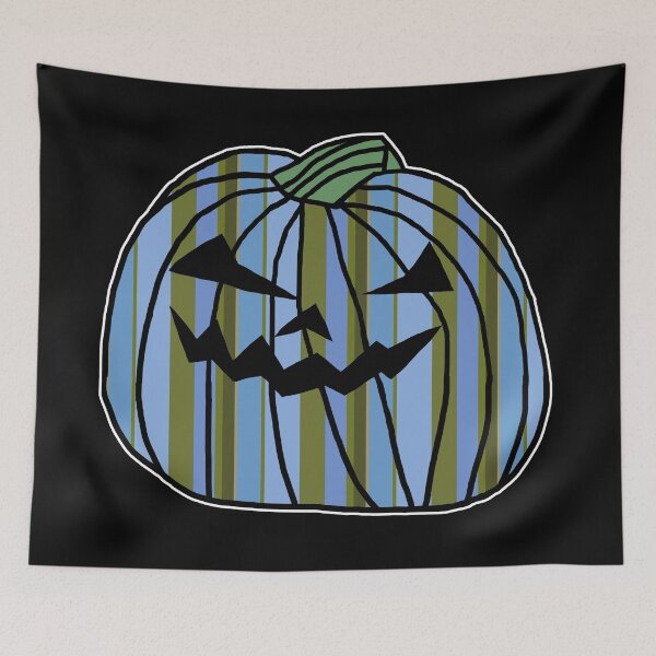 Item preview, Blue Green Stripes Halloween Horror Pumpkin  designed and sold by ellenhenry.