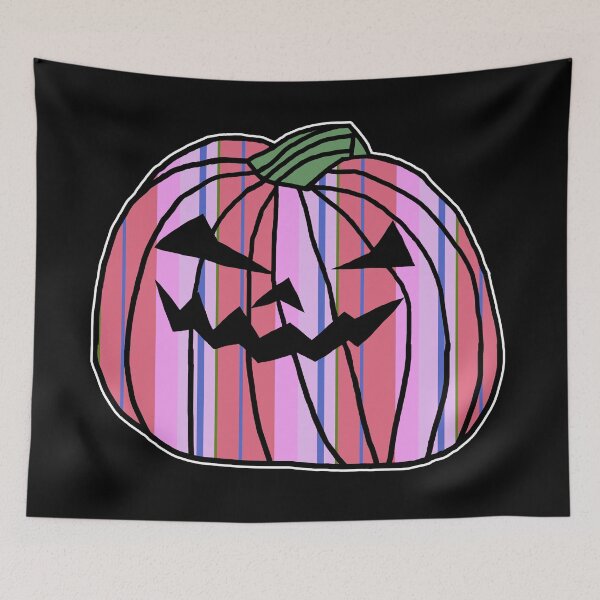 Item preview, Pink Stripes Halloween Horror Pumpkin  designed and sold by ellenhenry.