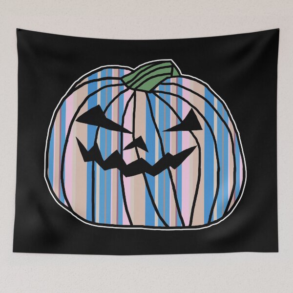 Item preview, Light Blue Stripes Halloween Horror Pumpkin  designed and sold by ellenhenry.