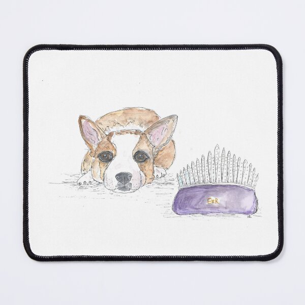 Item preview, Queen Elizabeth's corgi with tiara tribute illustration. designed and sold by DebTheZeb.