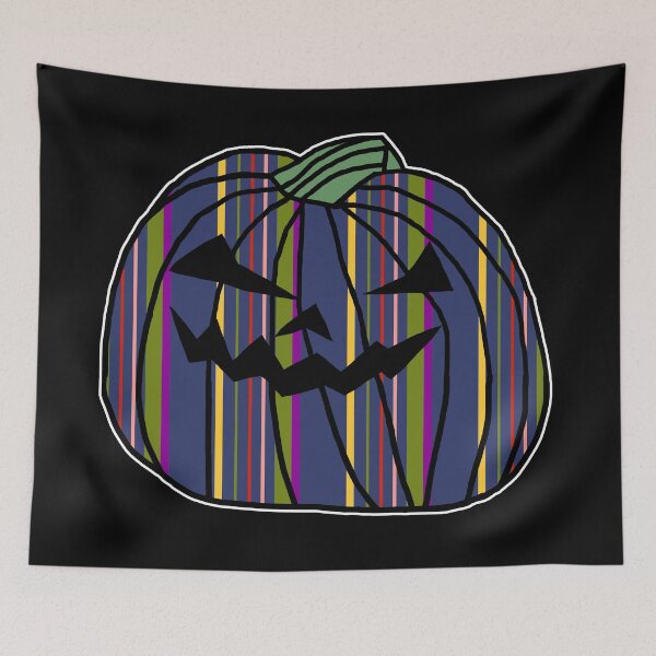 Item preview, Dark Blue Stripes Halloween Horror Pumpkin  designed and sold by ellenhenry.
