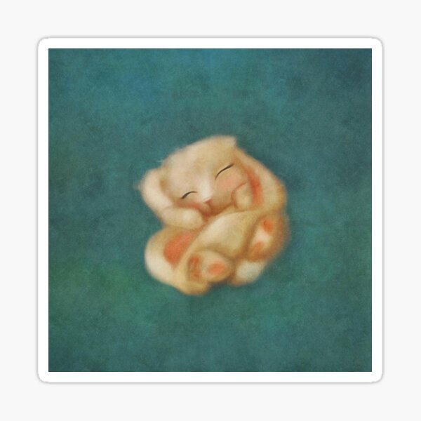 Sleeping baby Bunny illustration Soft Colors Sticker