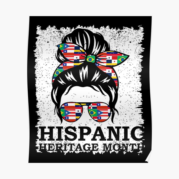 Womens National Hispanic Heritage Month Messy Bun All Countries Flags