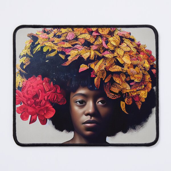 Item preview, Illustration of an Afro American girl full of flowers designed and sold by artofbelletz.