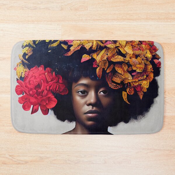 Item preview, Illustration of an Afro American girl full of flowers designed and sold by artofbelletz.