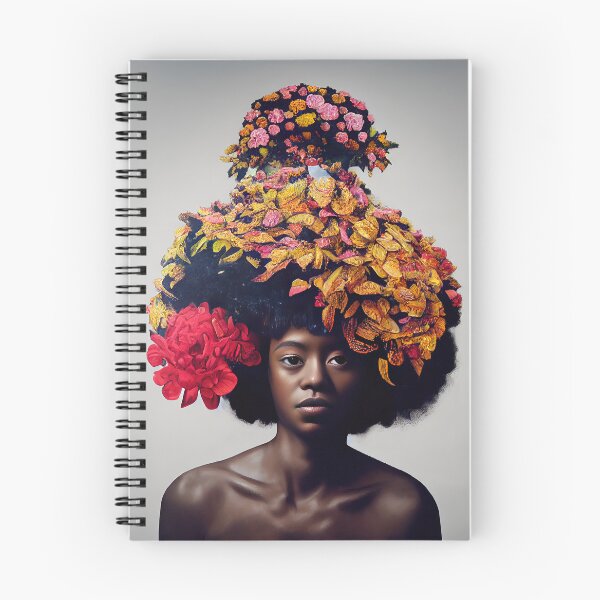 Item preview, Illustration of an Afro American girl full of flowers designed and sold by artofbelletz.