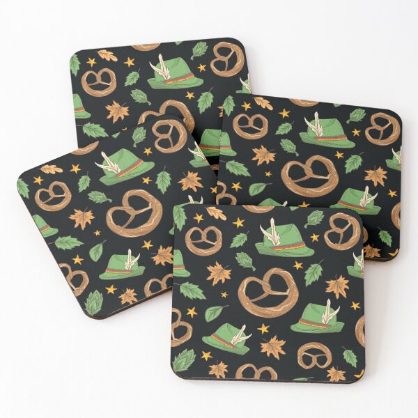 Item preview, Oktoberfest Pretzel and Tirolerhut Pattern (black) designed and sold by Geo De la Cruz.