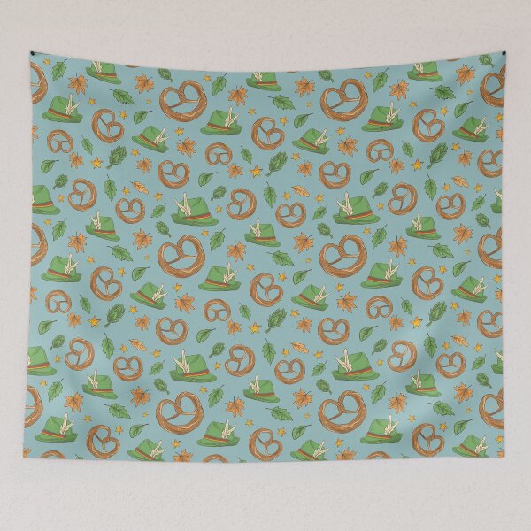 Item preview, Oktoberfest Pretzel and Tirolerhut Pattern (beige) designed and sold by Geo De la Cruz.
