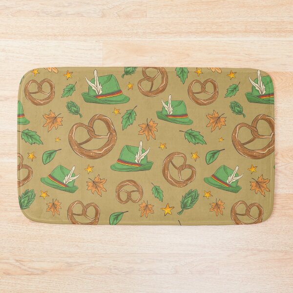 Item preview, Oktoberfest Pretzel and Tirolerhut Pattern (mustard) designed and sold by Geo De la Cruz.