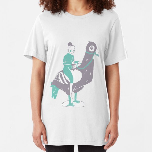 Lady Fate and Pigeonzilla Slim Fit T-Shirt
