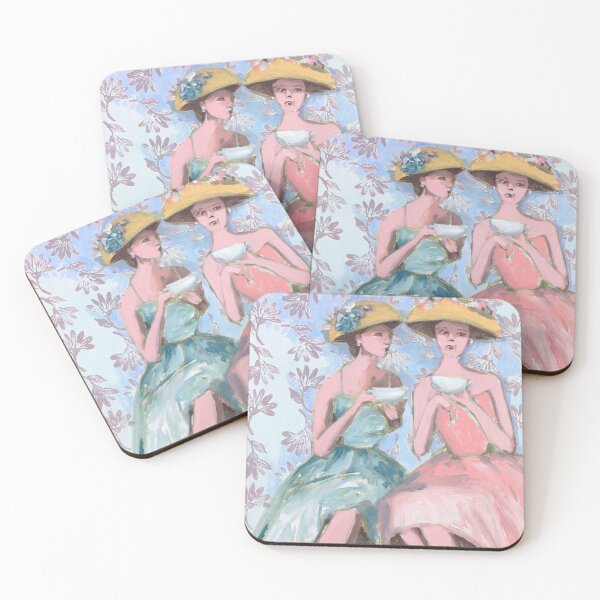 Item preview, Two Women in Hats Sitting with Tea designed and sold by AMOpainting.