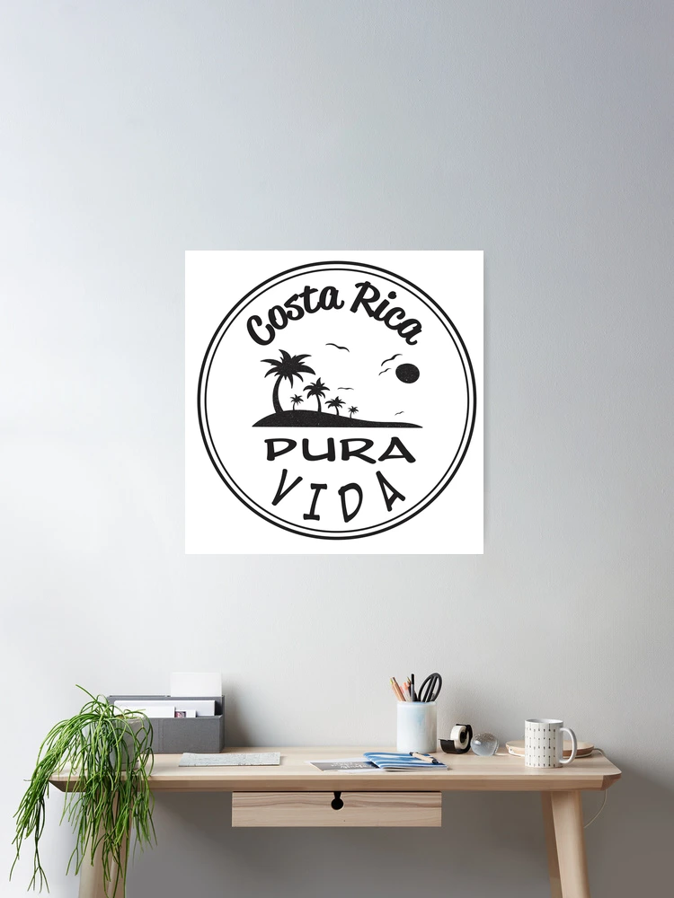 Pura Vida Wandtattoo Costa Rica – Spanisches Sprichwort, Vinyl-Aufkleber 30x121 Cm, Schwarz