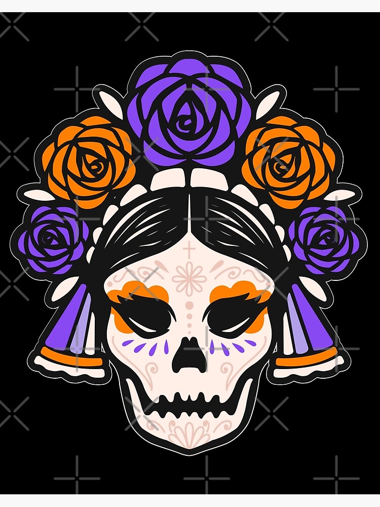 Calavera- Floral Sugar Skull Art Board Print for Sale by