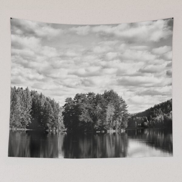 Item preview, The cotton clouds over the lake bw designed and sold by Jouko Lehto Photography.