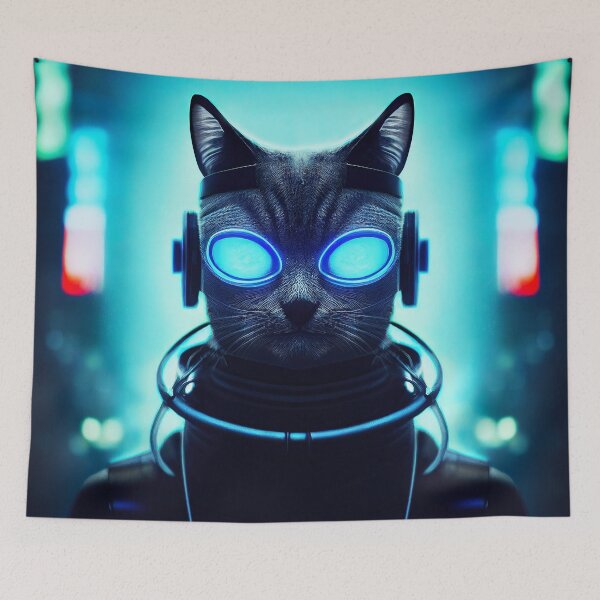 Item preview, Cyberpunk Cat 5 - Anime Kawaii Cartoon Art designed and sold by lematworks.