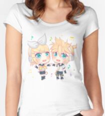 Kagamine Len & Rin Tailliertes Rundhals-Shirt