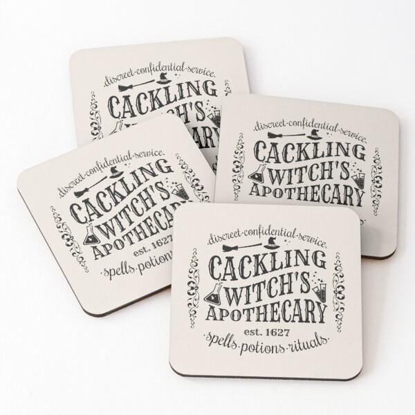 Item preview, Cackling Witch's Apothecary, Cool Halloween Design, One Of Matching Four Cream Color designed and sold by TrulyEpoque.