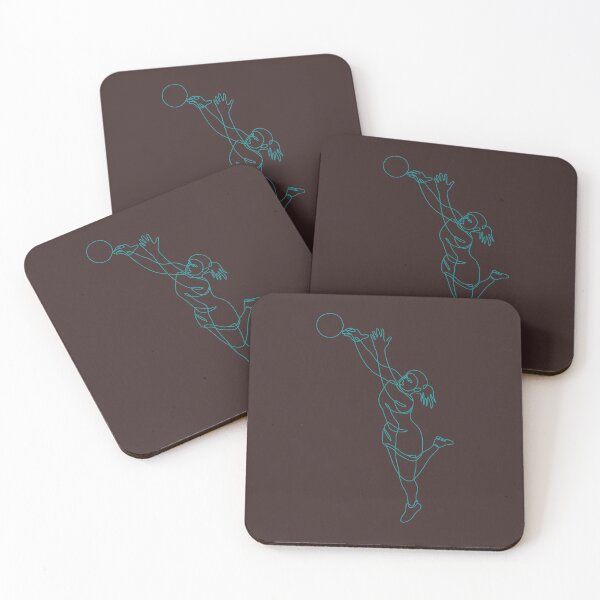 Item preview, Netball Player Rebounding and Catching the Ball Continuous Line Drawing designed and sold by Shifa19.