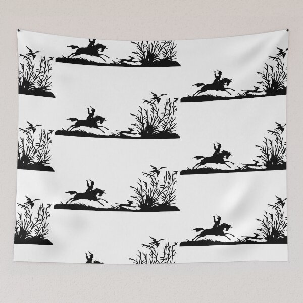 Item preview, Fairytale Germany wild boar forest hunting birds raven paper cut silhouette black designed and sold by G-M-Designs.